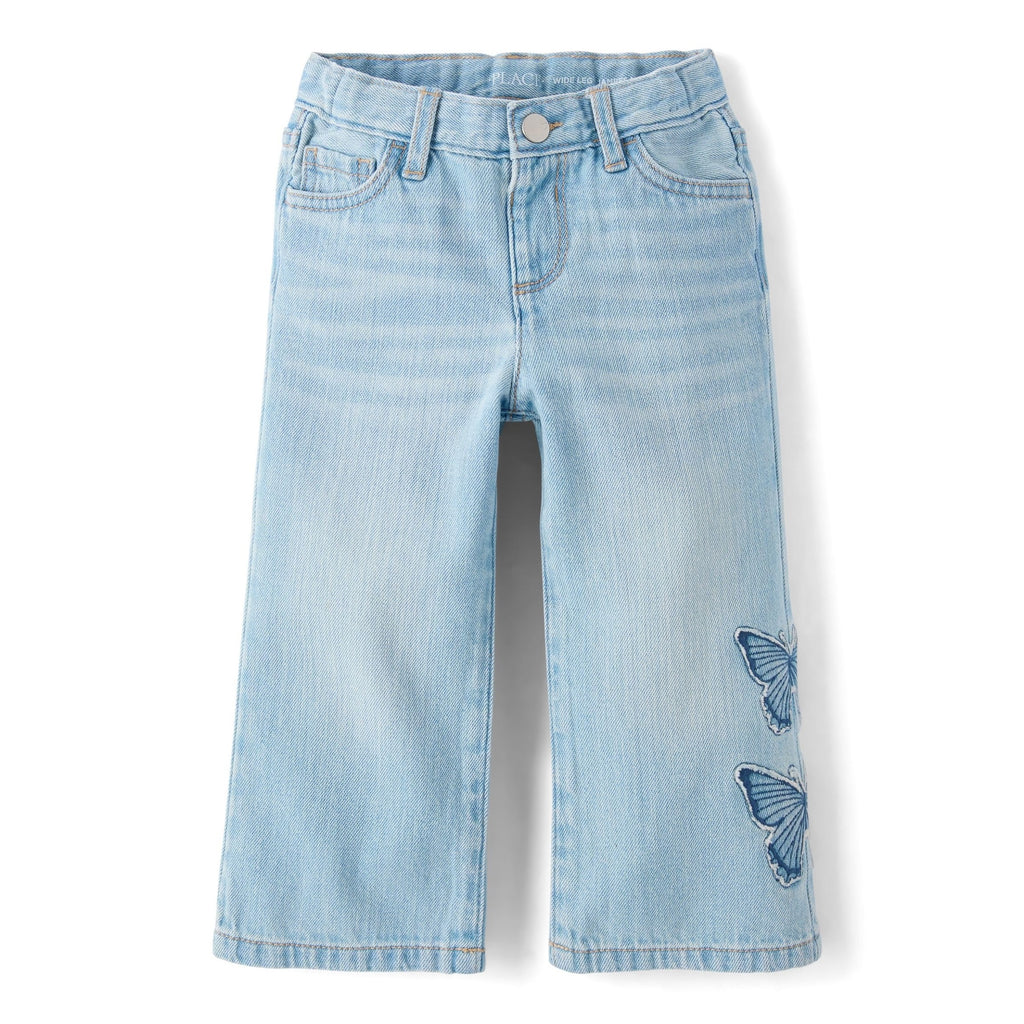 The Children's Place Jeans de Pierna Ancha con Mariposas Bordadas (12M - 5T)