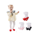 Pack 3 Mallas Antideslizantes con Lazo EPEIUS | Agarre Completo + Algodón Peinado + Blanco Rojo Rosa Negro | Bebé Niña 0-24M)
