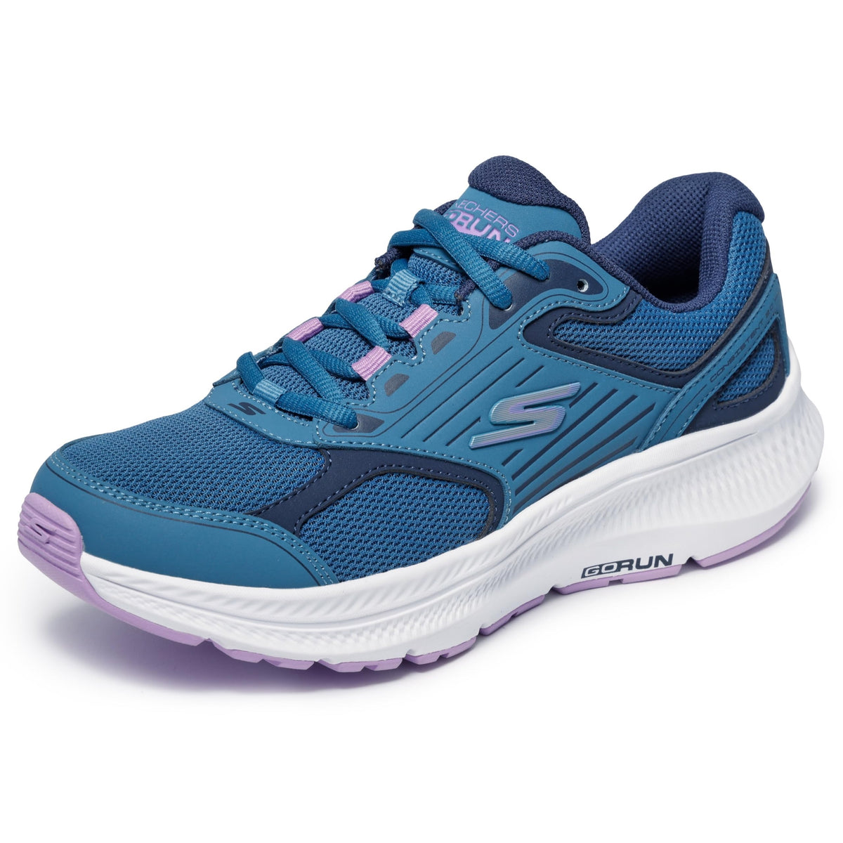 Skechers - Tenis Deportivos  Go Run Consistent con Materiales Reciclados para Mujer (Azul/Lila)  (Talla Adulta 35 - 41)