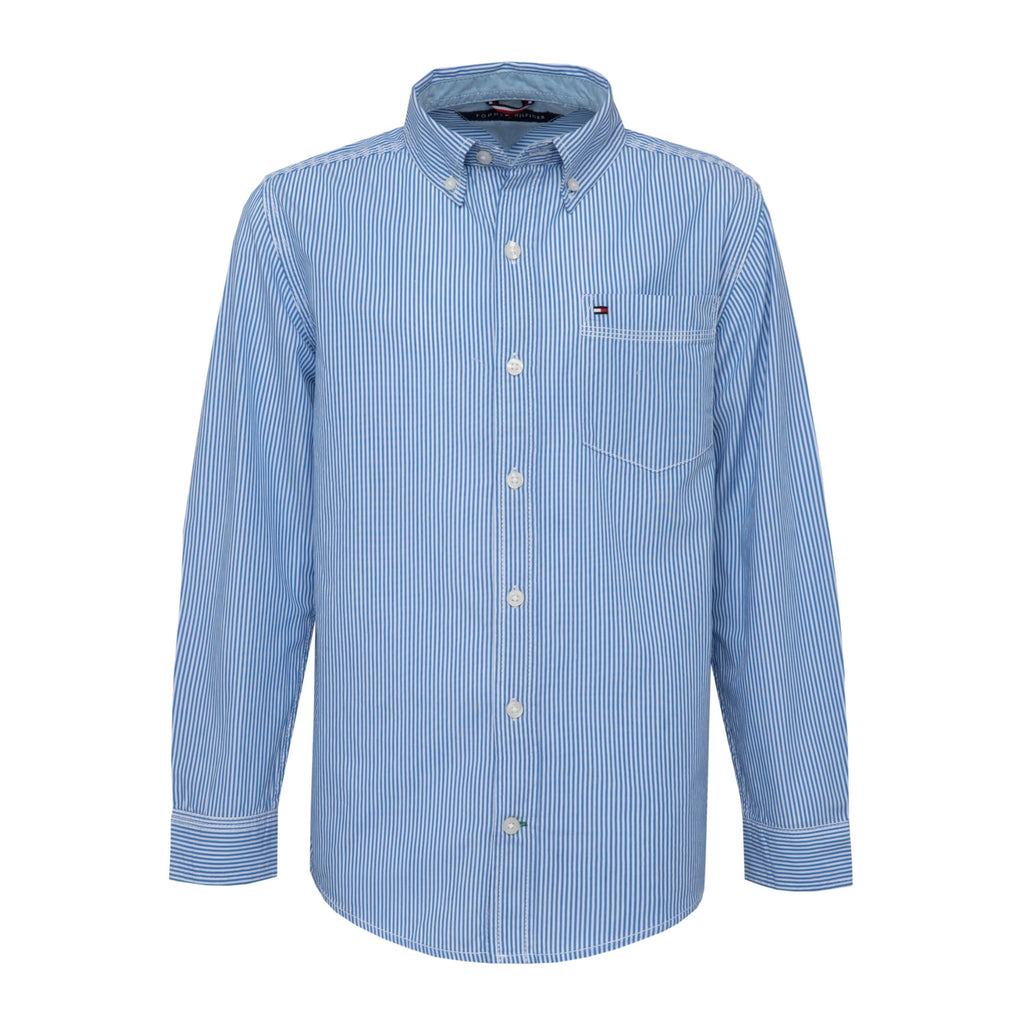 Tommy Hilfiger | Camisa Manga Larga Rayas Azul Niño (2T - 18T)