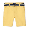 The Children's Place Short Chino Amarillo Dorado con Cinturón Niño | Sarga Algodón • Botón + Cremallera