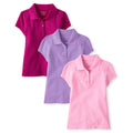 The Children's Place Pack x3 Polos Piqué Niña | Fucsia + Lila + Rosa • Manga Corta