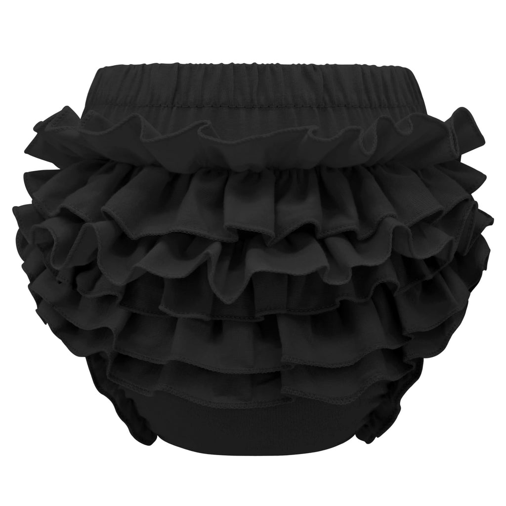 Olreco | Bloomer Bebé Niña Volantes Escalonados 100% Algodón Cintura Elástica Negro Halloween Fiesta 0-24 Meses