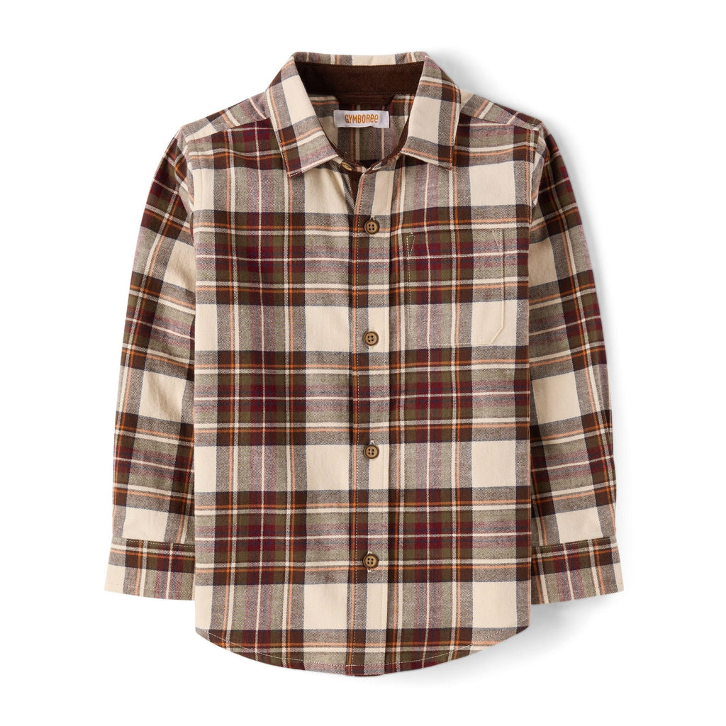 Gymboree Camisa de Franela Tartán Manga Larga Country Cream (12M - 12T)
