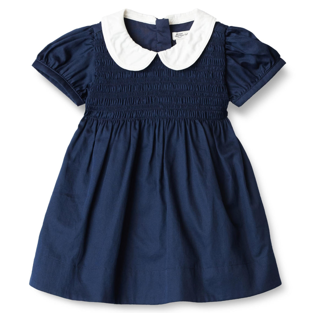 Amazon Essentials x Sofia Grainge | Vestido Satén Algodón Niña - Azul Marino