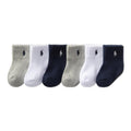 Polo Ralph Lauren | Calcetines Bebé Pack 6 Algodón Pony Bordado Stay-Up Tobillero Gris Blanco Marino 0-24 Meses