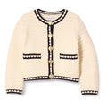 Amazon Essentials Cárdigan Niña | Marfil & Negro • Estilo Chanel • Botones Dorados