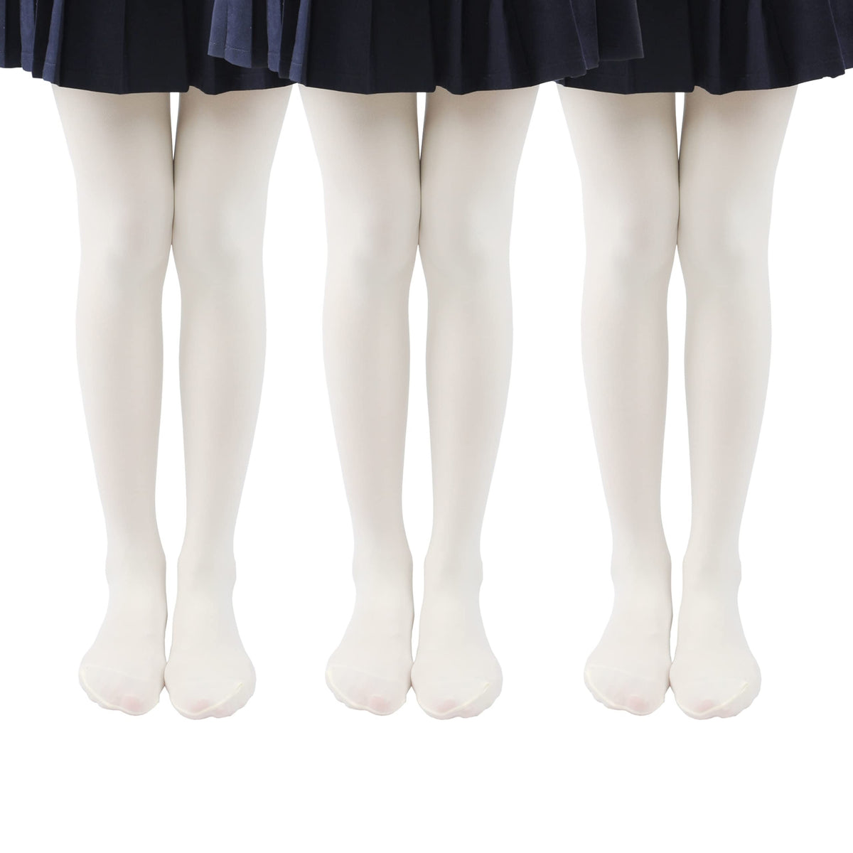 Medias Pantimedias Nina Pack 3 Pares Microfibra 50 Den Crema Blanco Alta Elasticidad Comunion Pascua Boda Formal (2-13T))