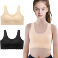 Brasier Sin Costuras Nina Pack 2 | 75% Nailon 25% Elastano | Relleno Extraible | Sin Aro | Borde Festoneado | Tono Piel + Negro  (10 - 16T)