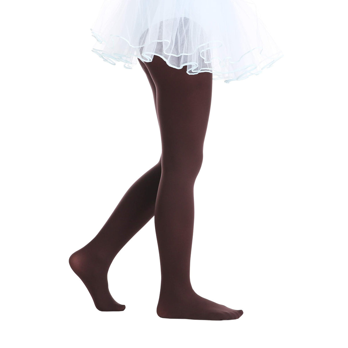 Mallas Nina 1 Par Opaco Ultra Suave Sin Costuras Nailon Elastano Marron Chocolate Baile Ballet (2 - 13T)