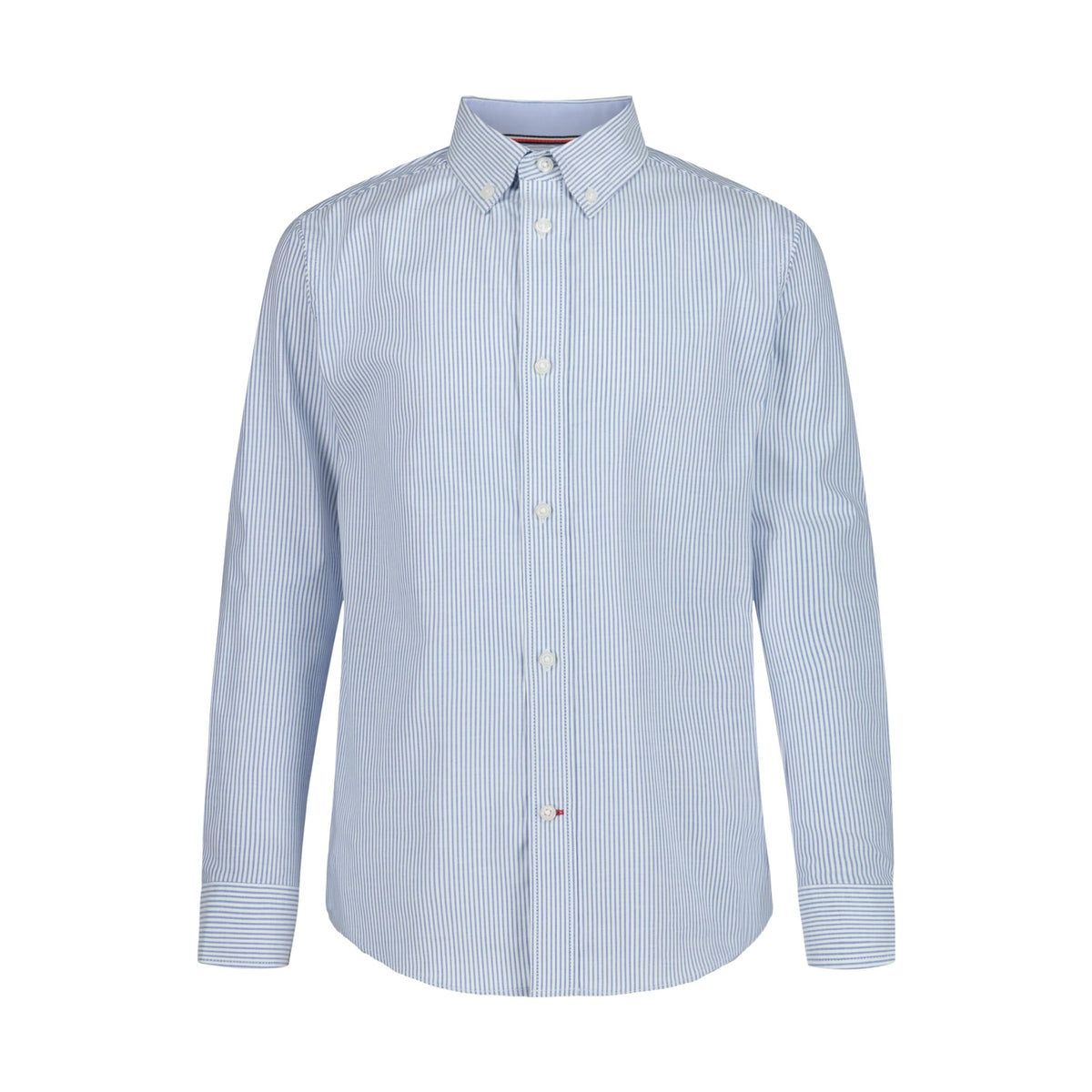 Tommy Hilfiger | Camisa de Vestir Manga Larga Rayas Azul Medio Niño  (8T - 16T)