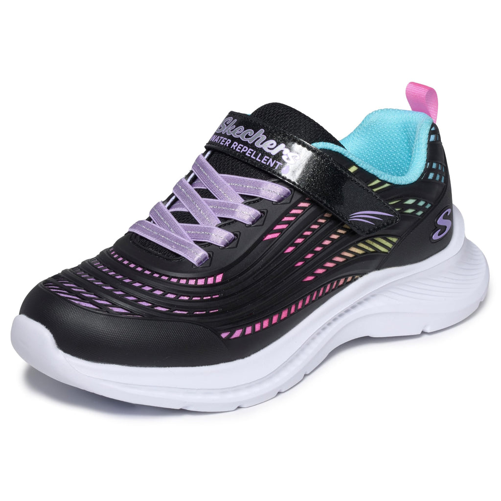 Skechers - Tenis Deportivos Repelentes al Agua Girls' Microspec Advance con Cierre Adaptable para Niña (Negro/Multicolor) (Talla 27 - 36)