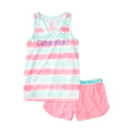 Pijama 2 Piezas Calvin Klein | Tank Racerback Tie-Dye Rayas Menta/Rosa + Short Sólido Coral + Cintura CK Menta | Niña Candy (6T - 16)