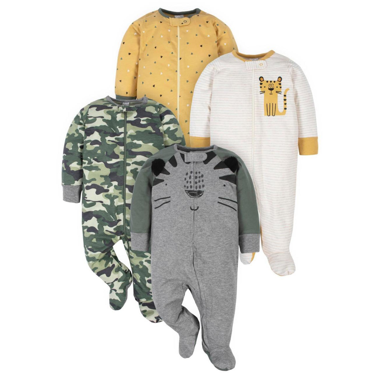Gerber | Paquete 4 Pijamas Sleep N' Play con Pies Bebé Niño